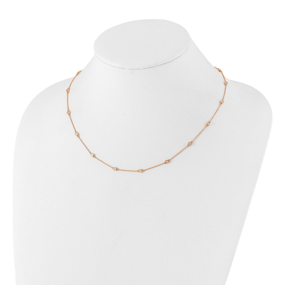 True Origin 14K Rose Gold 1/2 carat Lab Grown Diamond VS+ F+ Complete 18 Station 18 in Necklace