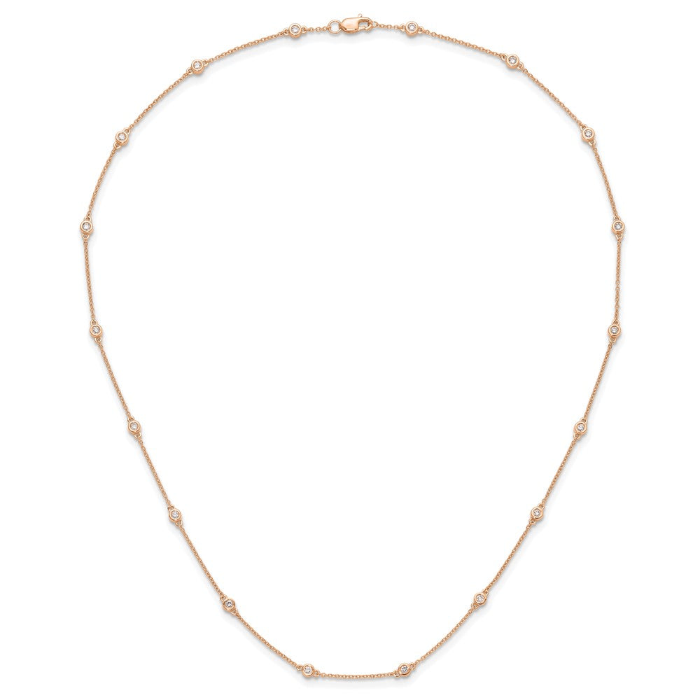 True Origin 14K Rose Gold 1/2 carat Lab Grown Diamond VS+ F+ Complete 18 Station 18 in Necklace
