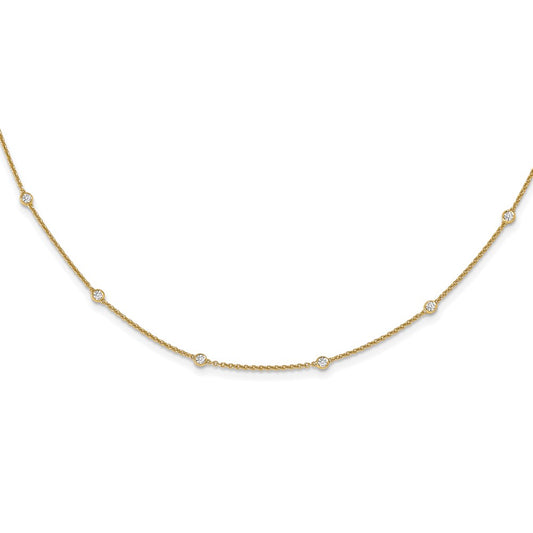 True Origin 14K Yellow Gold 1/2 carat Lab Grown Diamond VS+ F+ Complete 18 Station 18 in Necklace