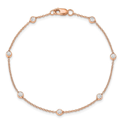True Origin 14K Rose Gold 1/2 carat Lab Grown Diamond VS+ F+ Complete 8 Station 8 in Bracelet
