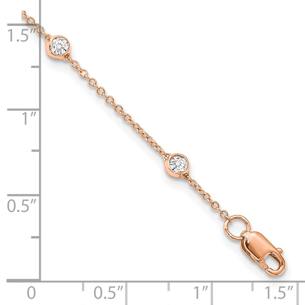 True Origin 14K Rose Gold 1/2 carat Lab Grown Diamond VS+ F+ Complete 8 Station 8 in Bracelet