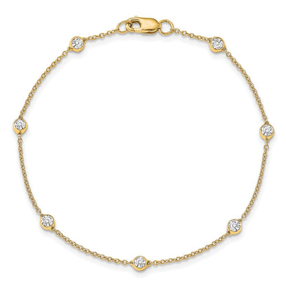 True Origin 14K Yellow Gold 1/2 carat Lab Grown Diamond VS+ F+ Complete 8 Station 8 in Bracelet