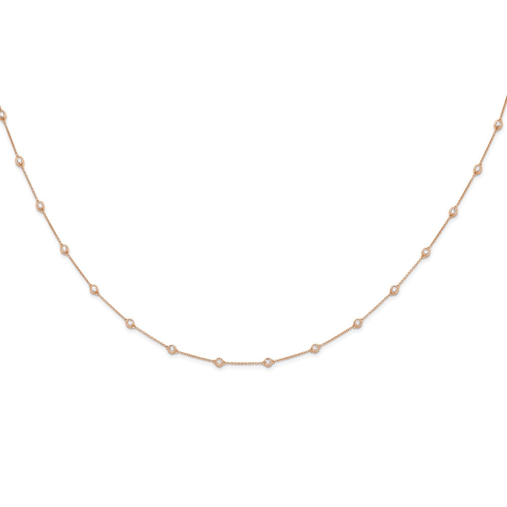 True Origin 14K Rose Gold 1 carat Lab Grown Diamond VS+ F+ Complete 16 Station 16 in Necklace