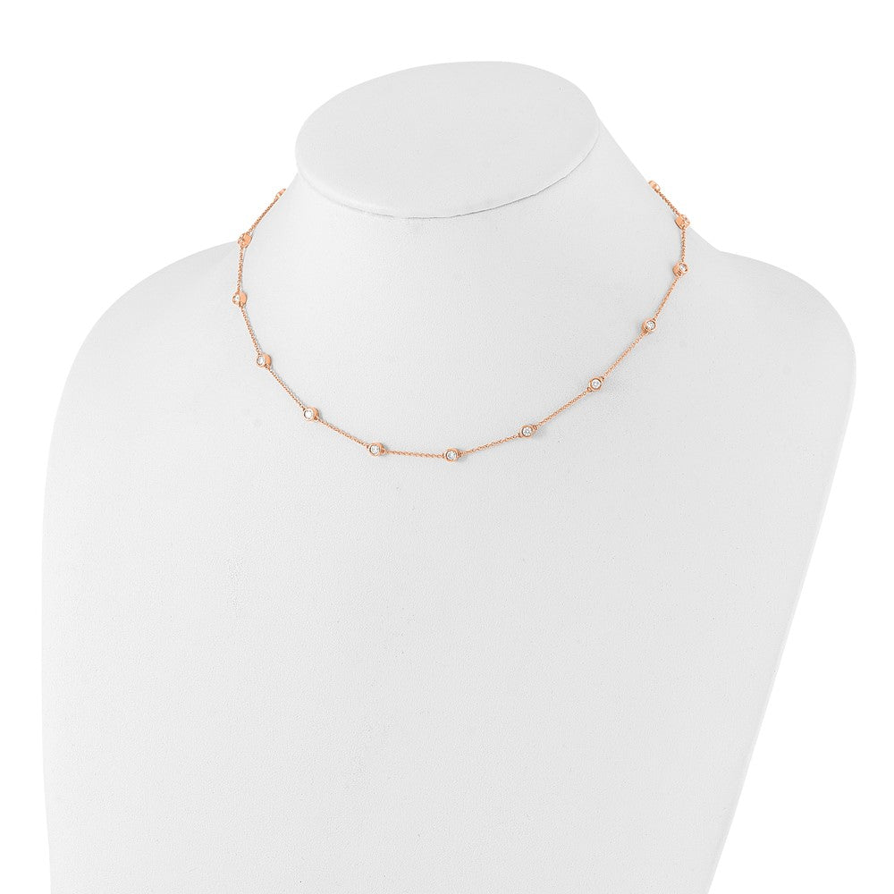 True Origin 14K Rose Gold 1 carat Lab Grown Diamond VS+ F+ Complete 16 Station 16 in Necklace