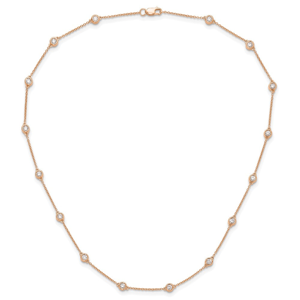 True Origin 14K Rose Gold 1 carat Lab Grown Diamond VS+ F+ Complete 16 Station 16 in Necklace