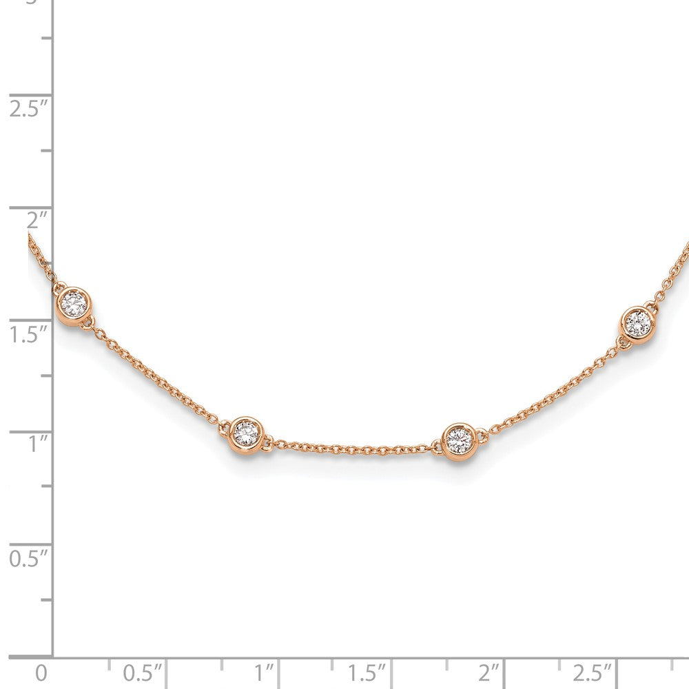 True Origin 14K Rose Gold 1 carat Lab Grown Diamond VS+ F+ Complete 16 Station 16 in Necklace