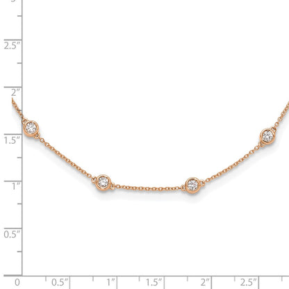 True Origin 14K Rose Gold 1 carat Lab Grown Diamond VS+ F+ Complete 16 Station 16 in Necklace