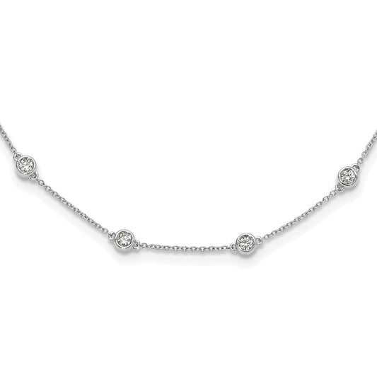 True Origin 14K White Gold 1 carat Lab Grown Diamond VS+ F+ Complete 16 Station 16 in Necklace