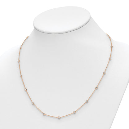 True Origin 14K Rose Gold 1 1/3 carat Lab Grown Diamond VS+ F+ Complete 20 Station 20 in Necklace