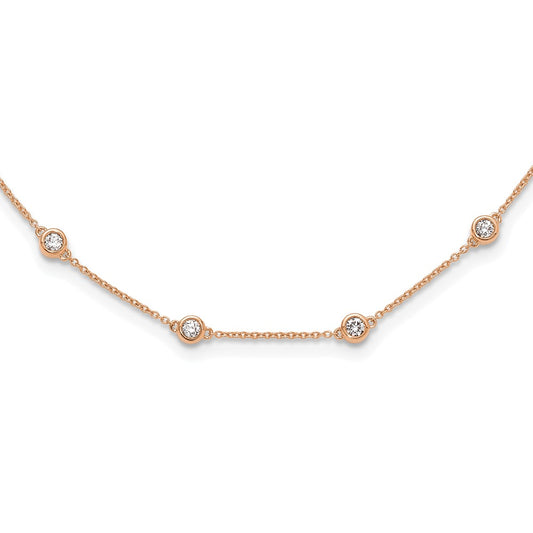 True Origin 14K Rose Gold 1 1/3 carat Lab Grown Diamond VS+ F+ Complete 20 Station 20 in Necklace