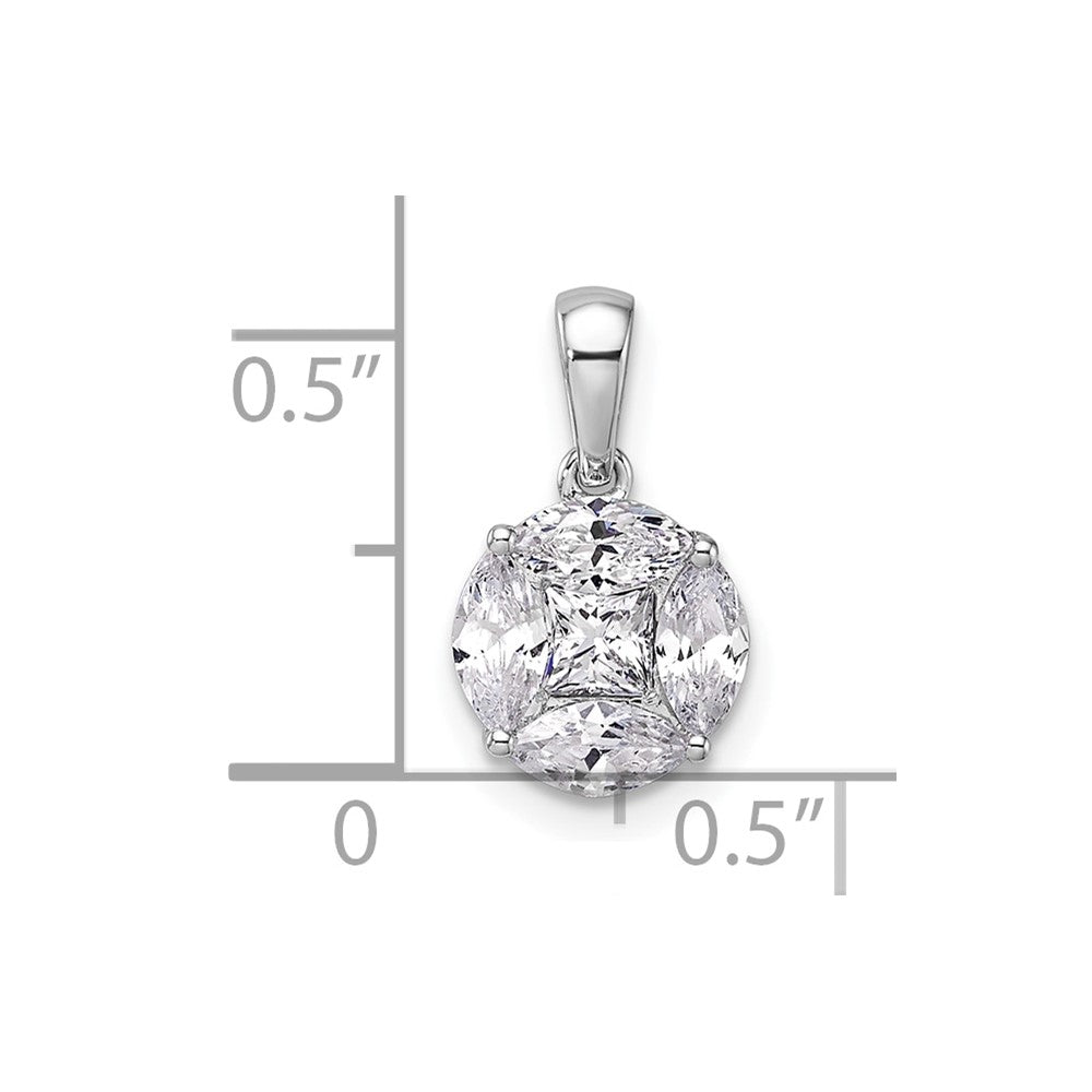 14k White Gold 1 carat Lab Grown Diamond VS/SI+ G+ Round and Marquise Pendant