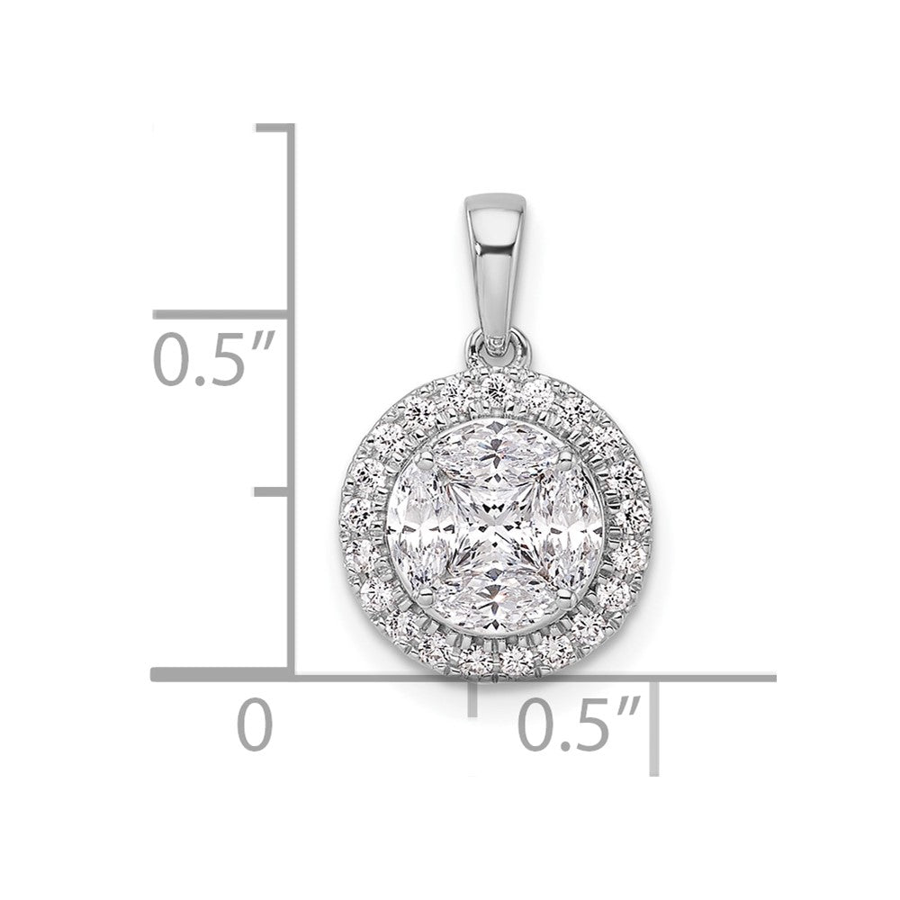 14k White Gold 1 carat Lab Grown Diamond VS/SI+ G+ Round and Marquise Halo Pendant