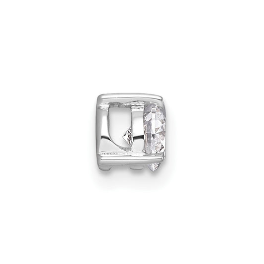 14k White Gold 3/8 carat Lab Grown Diamond VS/SI+ G+ Round Complete Three Prong Chain Slide Pendant