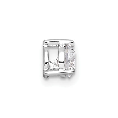 14k White Gold 1/2 carat Lab Grown Diamond VS/SI+ G+ Round Complete Three Prong Chain Slide Pendant