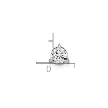 14k White Gold 1/2 carat Lab Grown Diamond VS/SI+ G+ Round Complete Three Prong Chain Slide Pendant