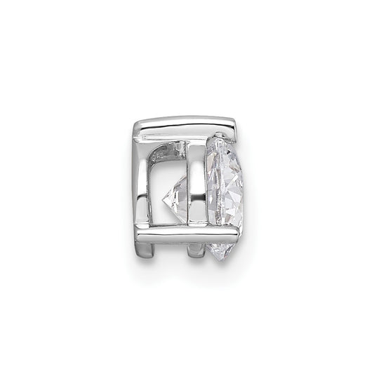 14k White Gold 3/4 carat Lab Grown Diamond VS/SI+ G+ Round Complete Three Prong Chain Slide Pendant