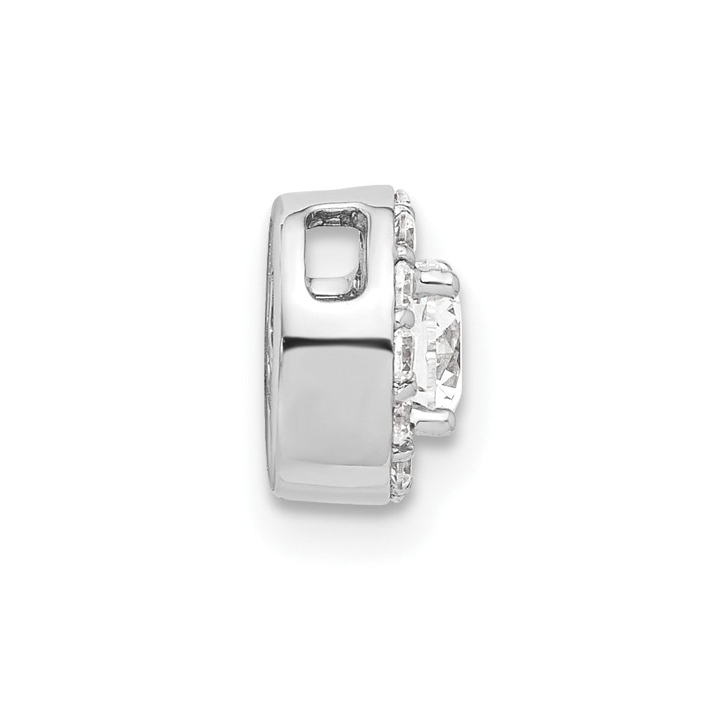 14k White Gold 1/2 carat Lab Grown Diamond VS/SI+ G+ Round Complete Halo Chain Slide Pendant