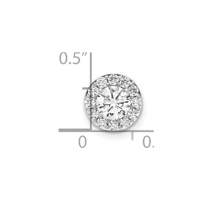 14k White Gold 3/4 carat Lab Grown Diamond VS/SI+ G+ Round Complete Halo Chain Slide Pendant