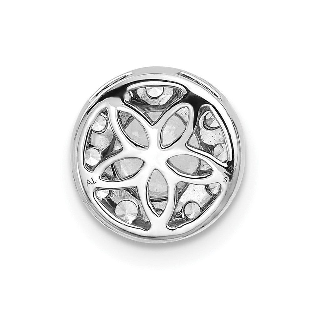 14k White Gold 1 carat Lab Grown Diamond VS/SI+ G+ Round Complete Halo Chain Slide Pendant