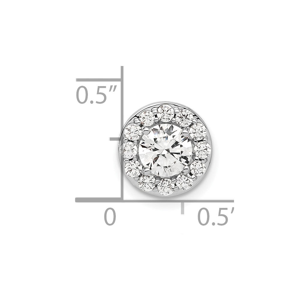 14k White Gold 1 carat Lab Grown Diamond VS/SI+ G+ Round Complete Halo Chain Slide Pendant