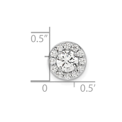 14k White Gold 1 carat Lab Grown Diamond VS/SI+ G+ Round Complete Halo Chain Slide Pendant