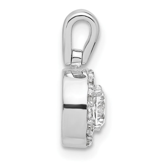 14k White Gold 3/4 carat Lab Grown Diamond VS/SI+ G+ Round Complete Halo Pendant