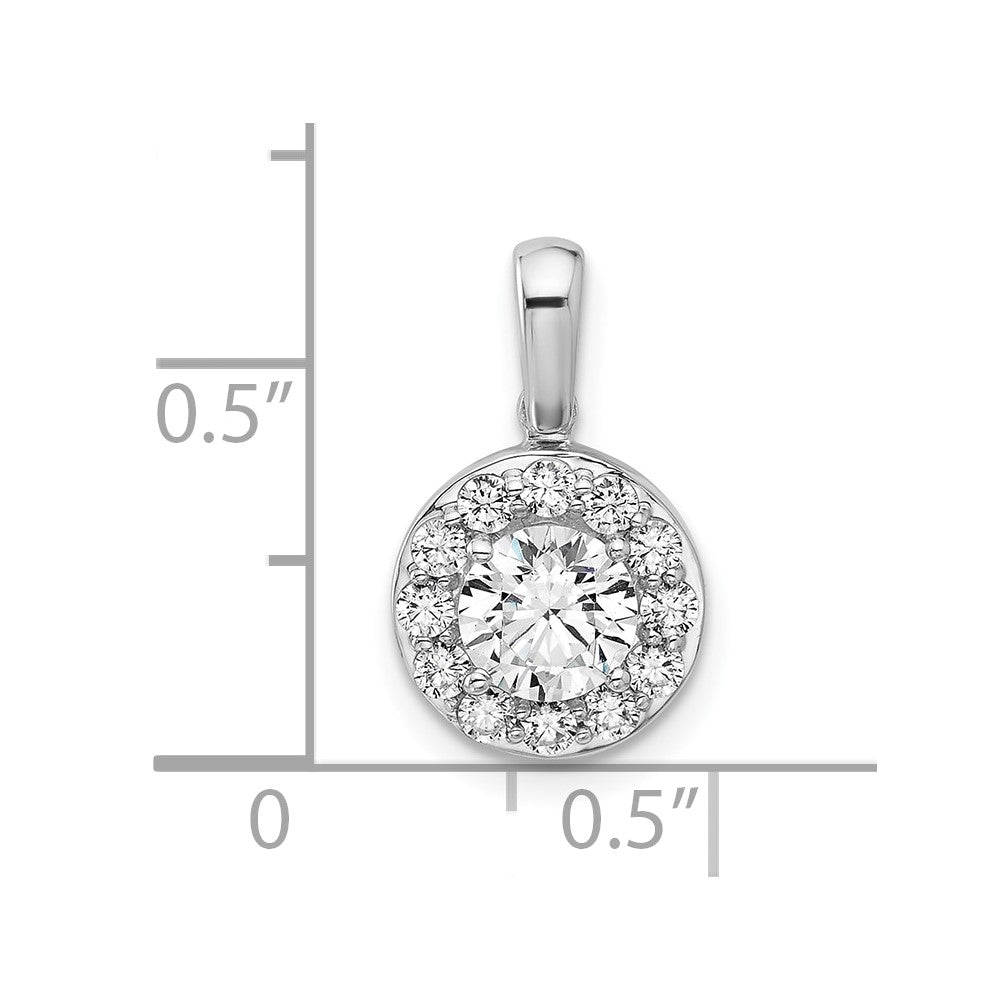 14k White Gold 1 carat Lab Grown Diamond VS/SI+ G+ Round Complete Halo Pendant