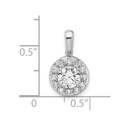 14k White Gold 1 carat Lab Grown Diamond VS/SI+ G+ Round Complete Halo Pendant