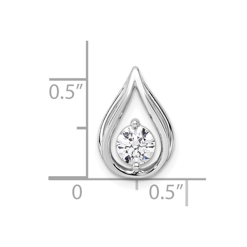 14k White Gold 1/2 carat Lab Grown Diamond VS/SI+ G+ Complete Teardrop Chain Slide Pendant