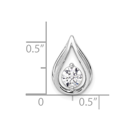 14k White Gold 1/2 carat Lab Grown Diamond VS/SI+ G+ Complete Teardrop Chain Slide Pendant