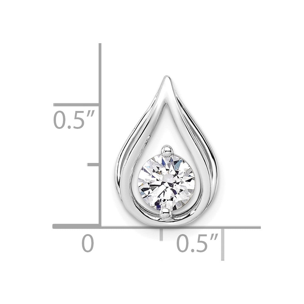 14k White Gold 3/4 carat Lab Grown Diamond VS/SI+ G+ Complete Teardrop Chain Slide Pendant