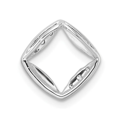 14k White Gold 1/15 carat Lab Grown Diamond VS/SI+ G+ Complete Square Chain Slide Pendant