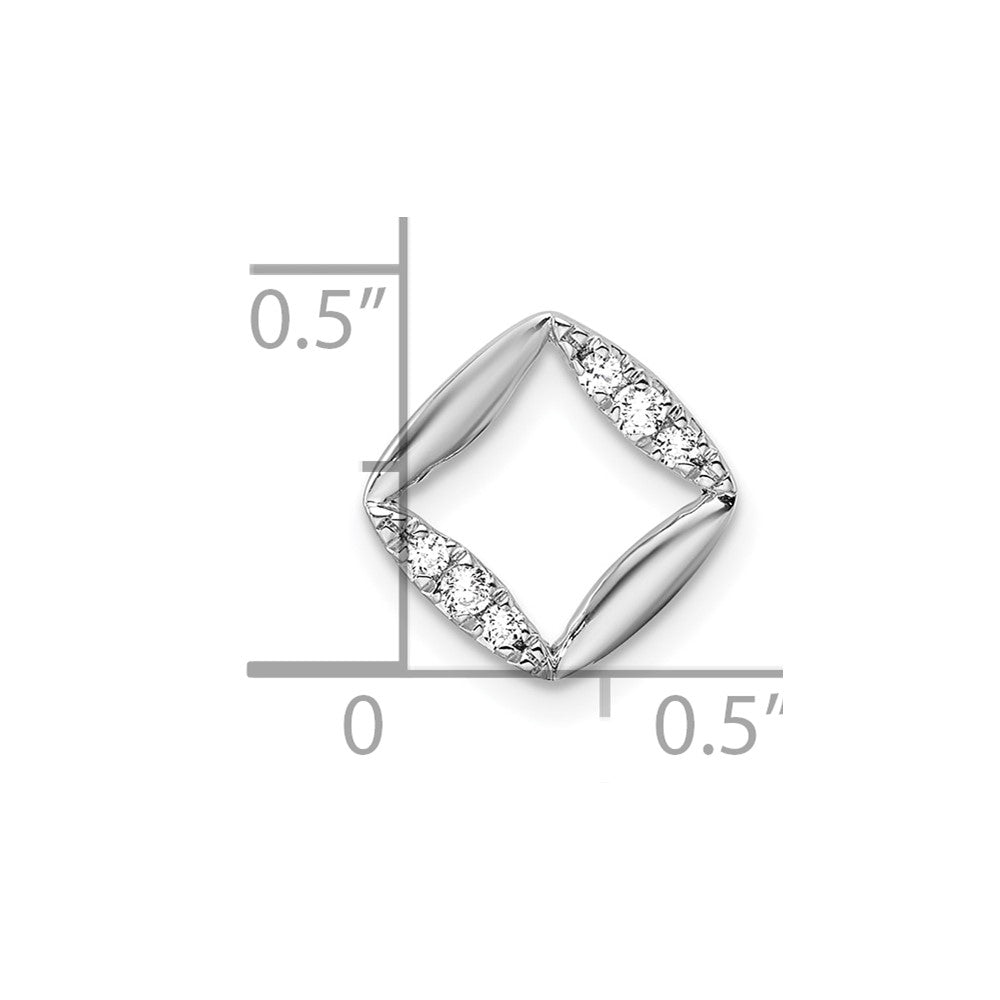 14k White Gold 1/15 carat Lab Grown Diamond VS/SI+ G+ Complete Square Chain Slide Pendant