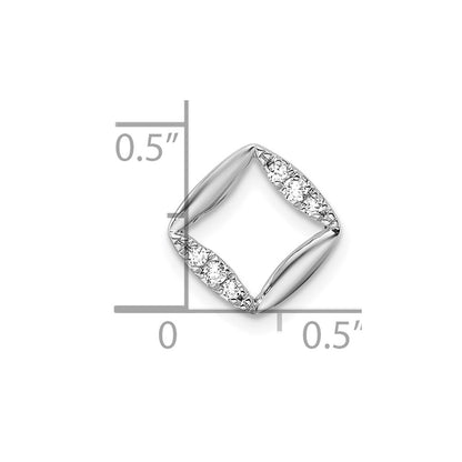 14k White Gold 1/15 carat Lab Grown Diamond VS/SI+ G+ Complete Square Chain Slide Pendant