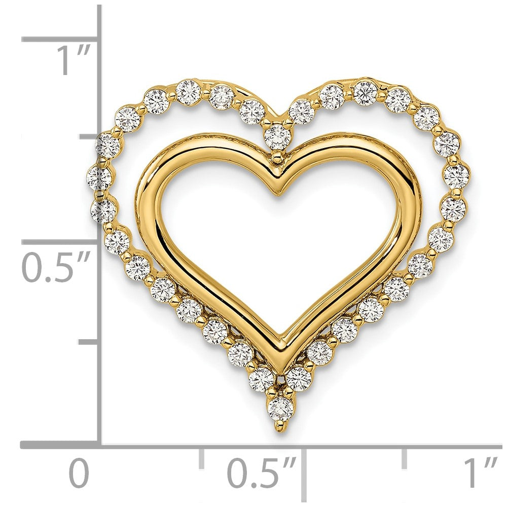14k 1/2 carat Lab Grown Diamond VS/SI+ G+ Complete Double Heart Chain Slide Pendant