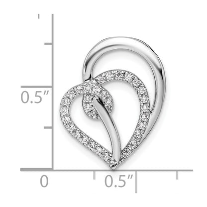 14k White Gold 1/4 carat Lab Grown Diamond VS/SI+ G+ Complete Swirl Heart Chain Slide Pendant