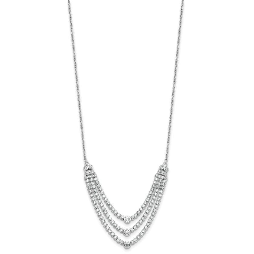 14k White Gold 2 3/4 carat Lab Grown Diamond VS/SI+ G+ 18 inch Triple Layer Necklace