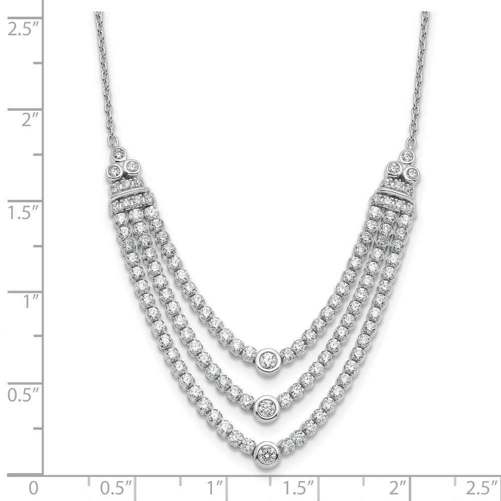 14k White Gold 2 3/4 carat Lab Grown Diamond VS/SI+ G+ 18 inch Triple Layer Necklace