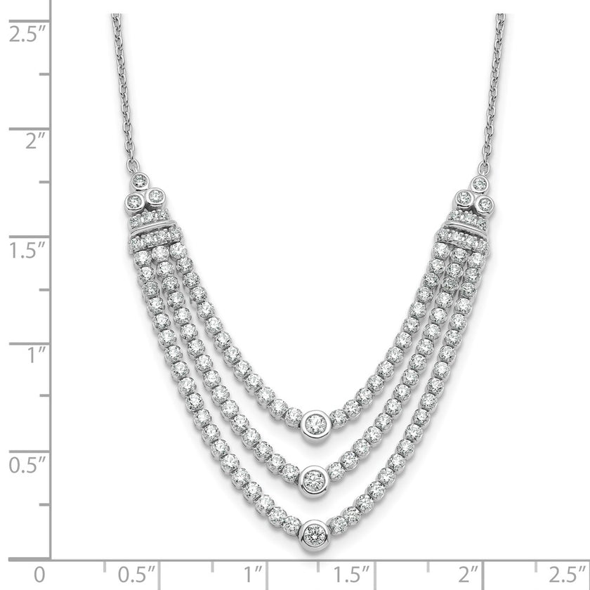 14k White Gold 2 3/4 carat Lab Grown Diamond VS/SI+ G+ 18 inch Triple Layer Necklace