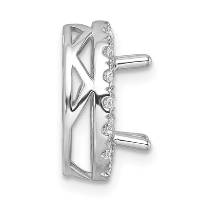 14k White Gold 1/2 carat Lab Grown Diamond VS/SI+ G+ Oval Semi Mount 9.9x6.9mm Center Halo Chain Slide Pendant