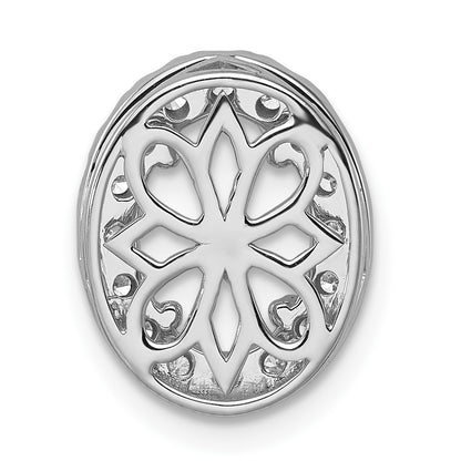 14k White Gold 1/2 carat Lab Grown Diamond VS/SI+ G+ Oval Semi Mount 9.9x6.9mm Center Halo Chain Slide Pendant