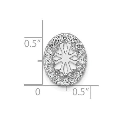 14k White Gold 1/2 carat Lab Grown Diamond VS/SI+ G+ Oval Semi Mount 9.9x6.9mm Center Halo Chain Slide Pendant