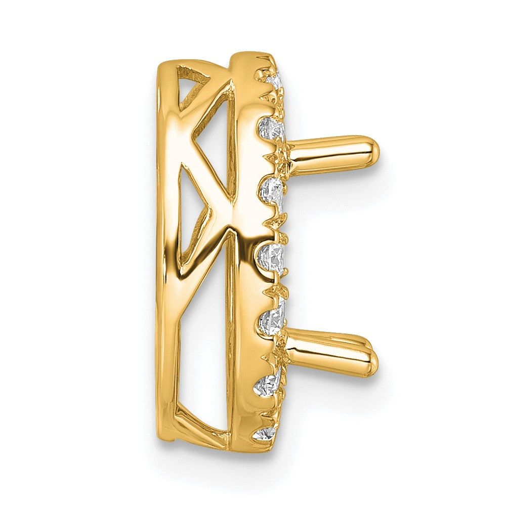 14k 1/2 carat Lab Grown Diamond VS/SI+ G+ Oval Semi Mount 9.9x6.9mm Center Halo Chain Slide Pendant