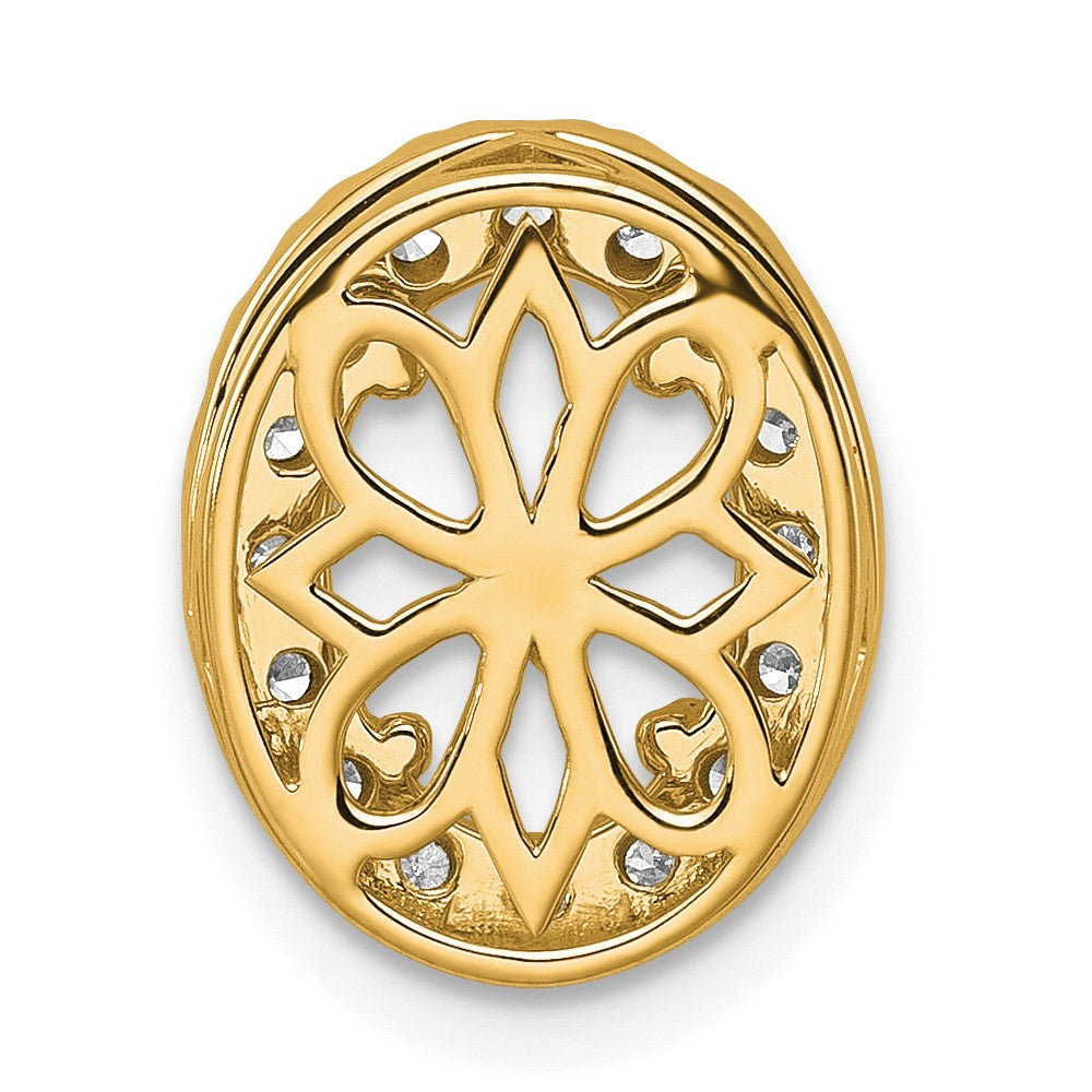 14k 1/2 carat Lab Grown Diamond VS/SI+ G+ Oval Semi Mount 9.9x6.9mm Center Halo Chain Slide Pendant
