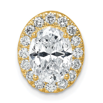 14k 1/2 carat Lab Grown Diamond VS/SI+ G+ Oval Semi Mount 9.9x6.9mm Center Halo Chain Slide Pendant