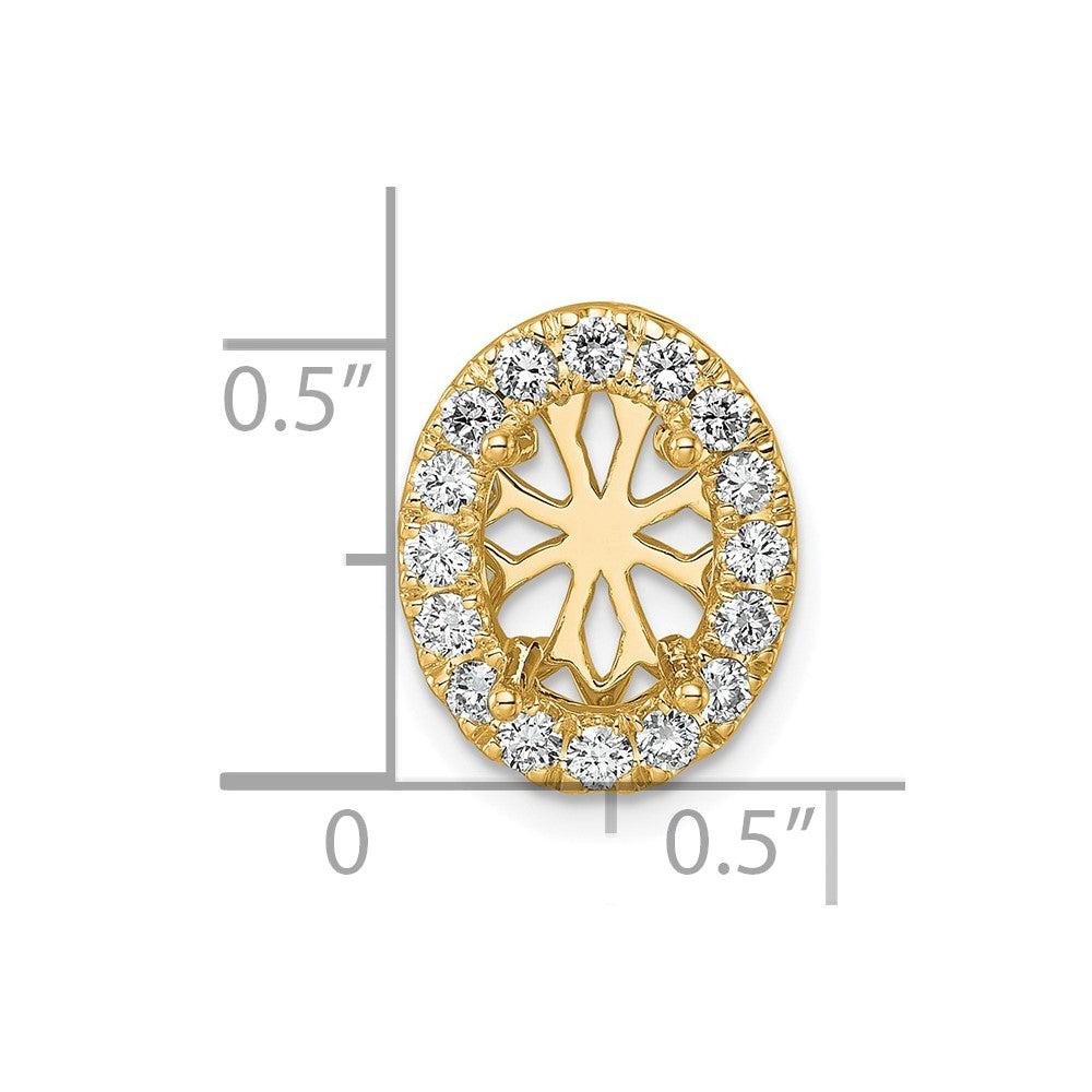 14k 1/2 carat Lab Grown Diamond VS/SI+ G+ Oval Semi Mount 9.9x6.9mm Center Halo Chain Slide Pendant