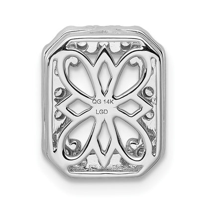 14k White Gold 1/2 carat Lab Grown Diamond VS/SI+ G+ Holds 2 carat Radiant Center Semi Mount Halo Chain Slide Pendant