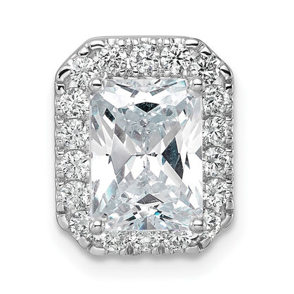 14k White Gold 1/2 carat Lab Grown Diamond VS/SI+ G+ Holds 2 carat Radiant Center Semi Mount Halo Chain Slide Pendant