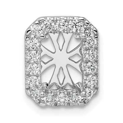 14k White Gold 1/2 carat Lab Grown Diamond VS/SI+ G+ Holds 2 carat Radiant Center Semi Mount Halo Chain Slide Pendant