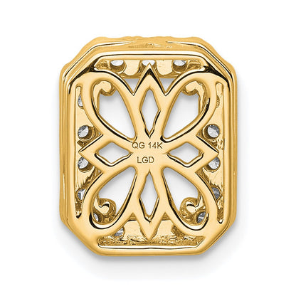 14k 1/2 carat Lab Grown Diamond VS/SI+ G+ Holds 2 carat Radiant Center Semi Mount Halo Chain Slide Pendant